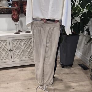 Beige Striped Men's Pants